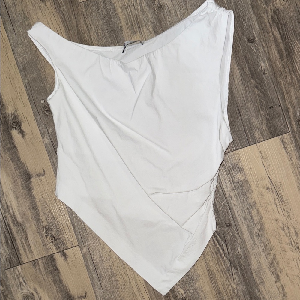 Zara White Asymmetrical Top